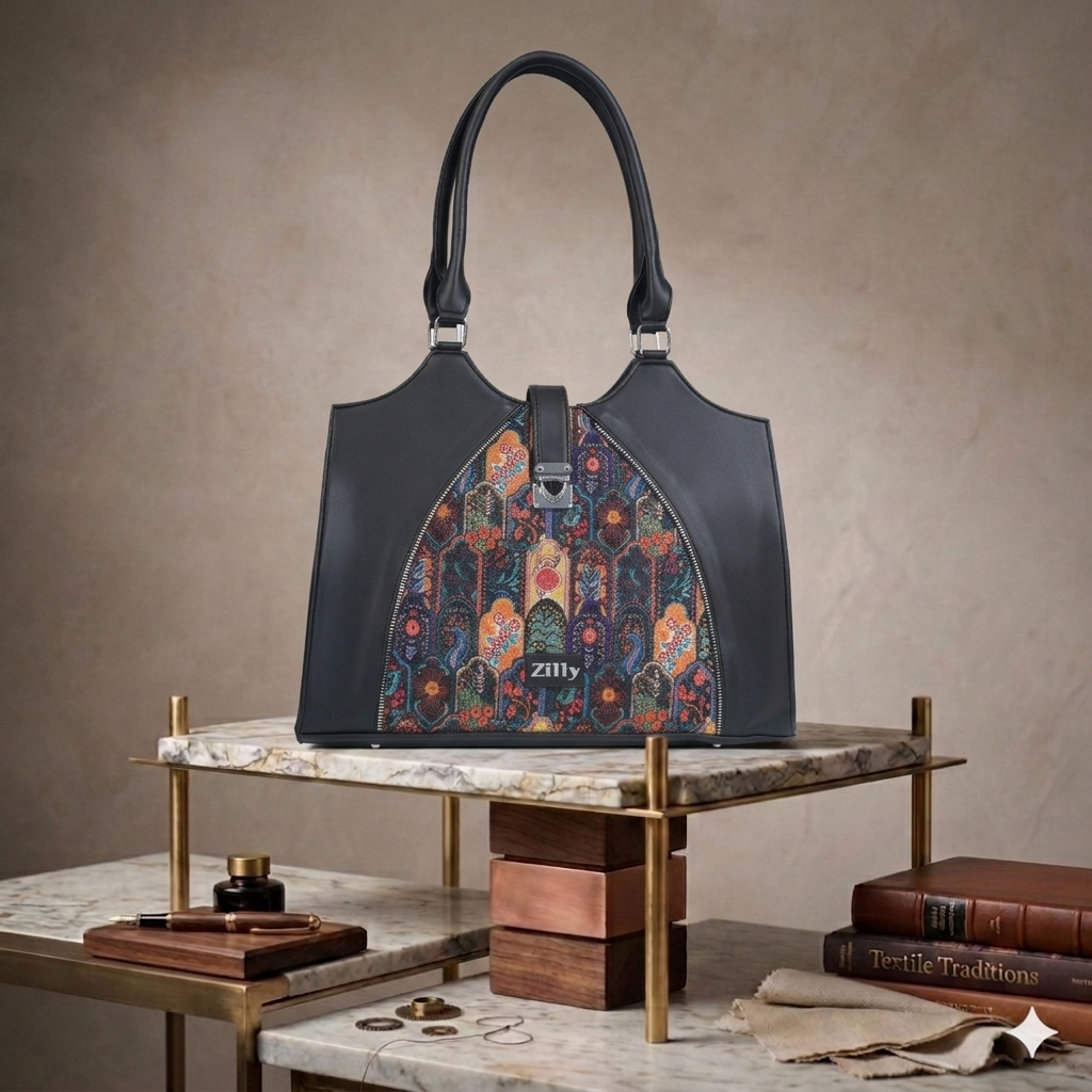 Zilly Vana Carryall laptop bag | Chithira Malligai Jaal pattern