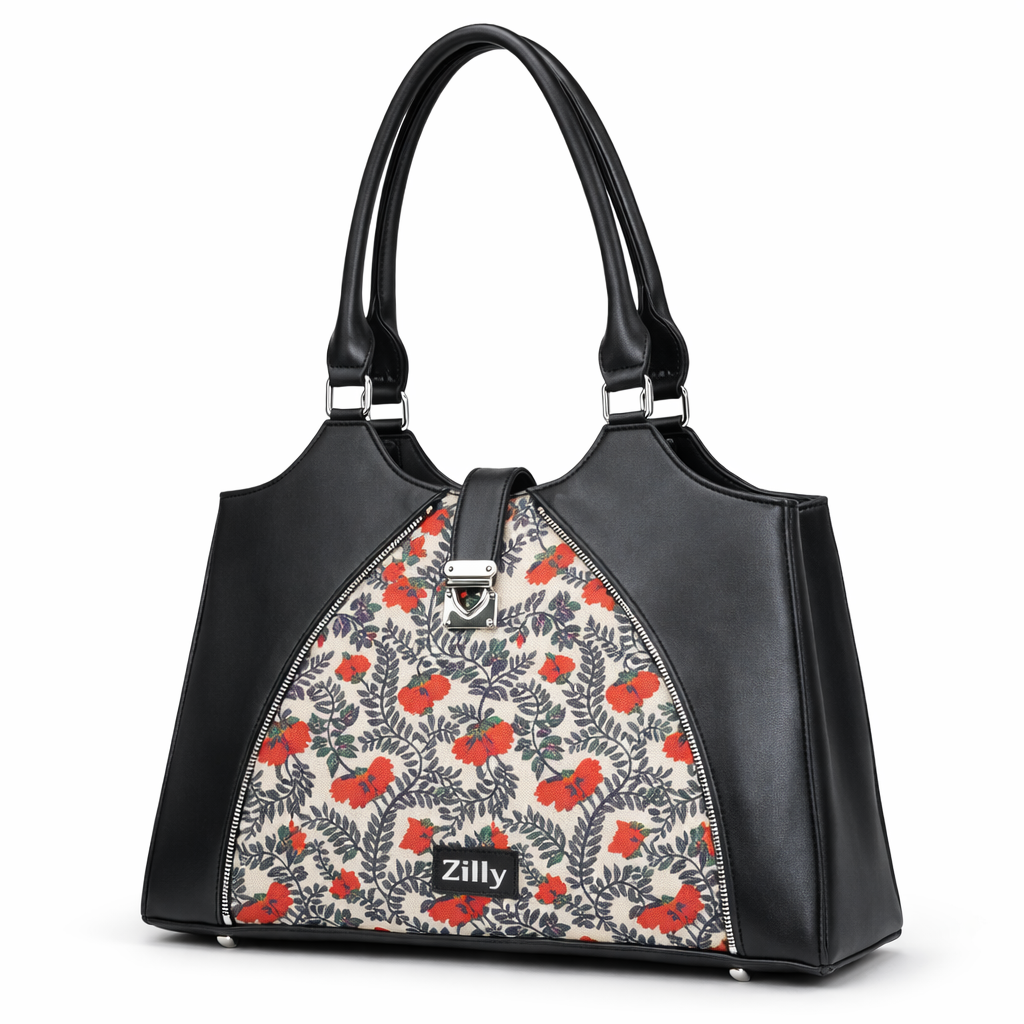 Zilly.Vana Carryall laptop bag - Red kurinji Bloom pattern