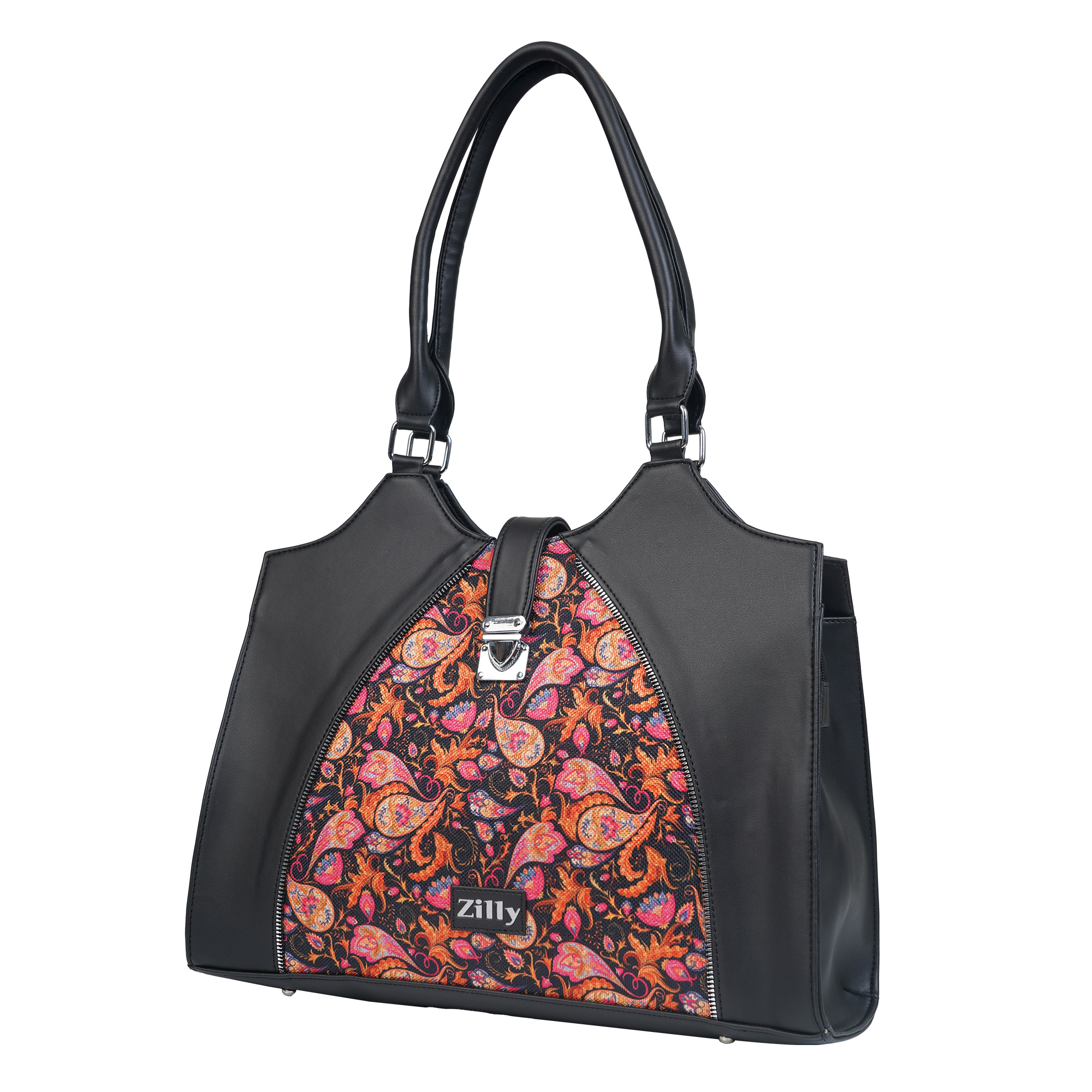 Zilly. Vana Carryall laptop bag- kungumam jaal pattern