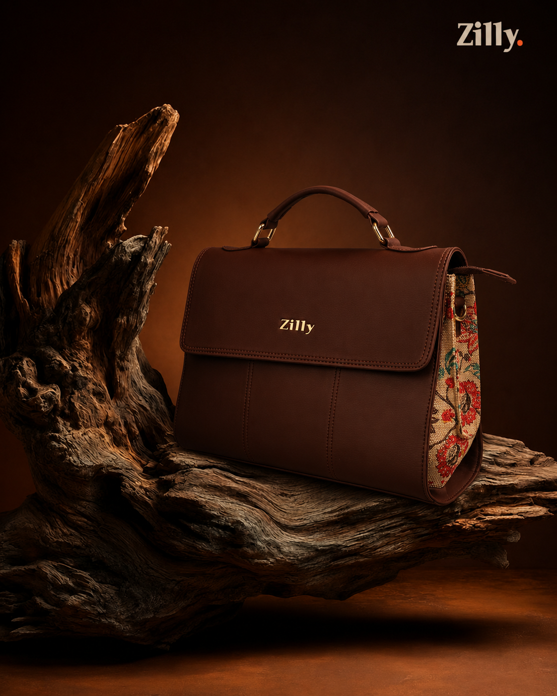 Zilly | Executive satchel bag - MALLIGAI BLOSSOM pattern