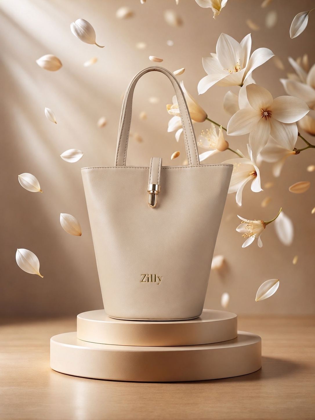 Structured bucket bag - ivory color