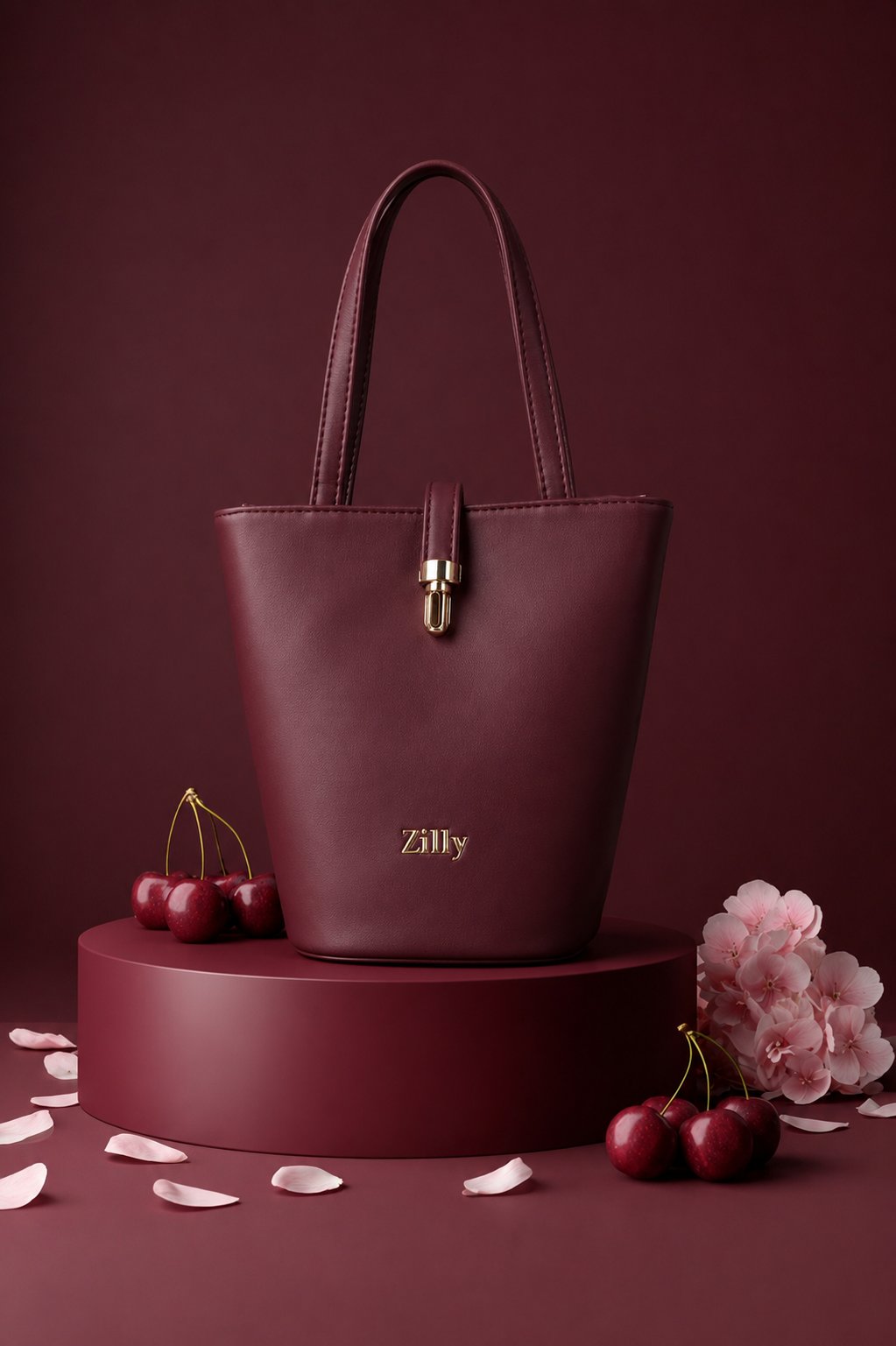 Structured bucket bag - Burgundy