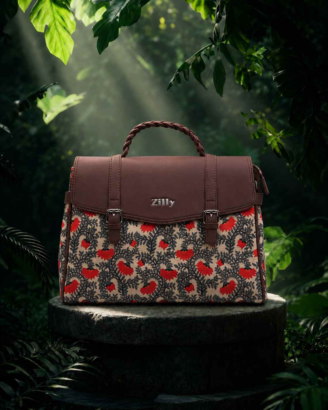 Woman's Artistic Hobo - Red kurinji Bloom pattern